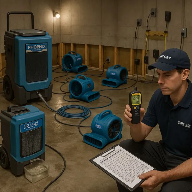 Structural Drying and Dehumidification process in Oak Hills, PA